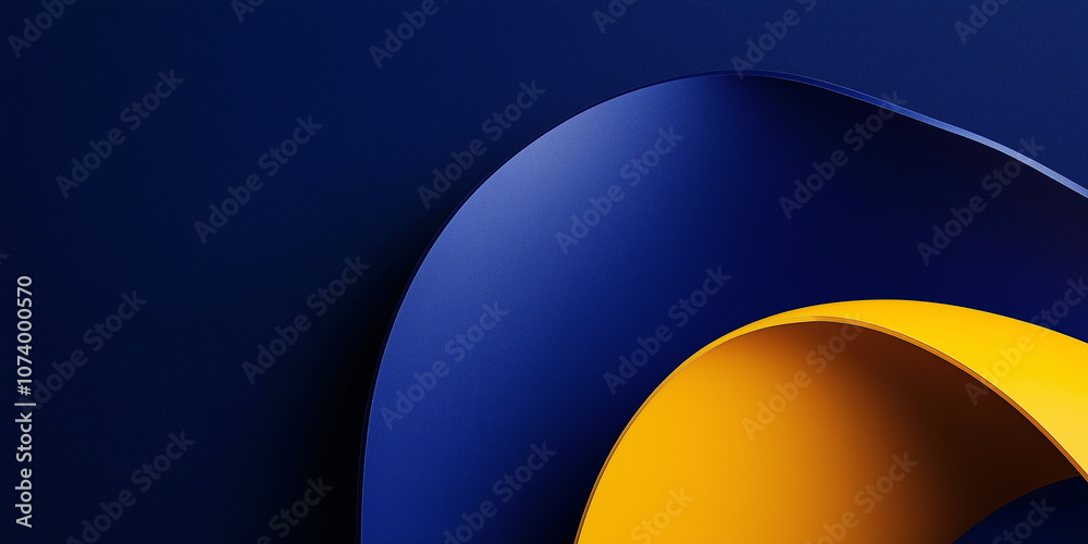 Poster Abstract yellow and blue curved shapes creating a modern and minimalist design
