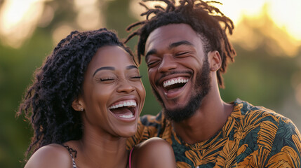 Naklejka premium Candid Laughter in Conversation with Relaxed Body Language