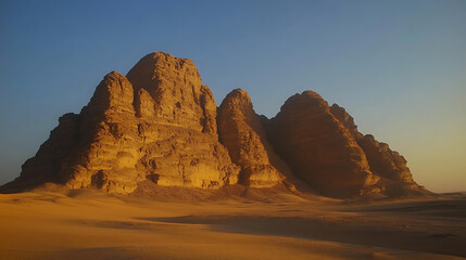 Panoramic view of majestic rocky mountains in al ula desert at golden hour saudi arabia travel destination landscape photography