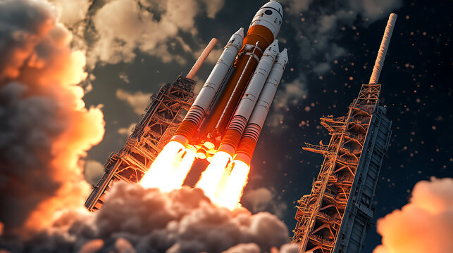 Pslv rocket blasting off from indian launch pad isro space mission cut out