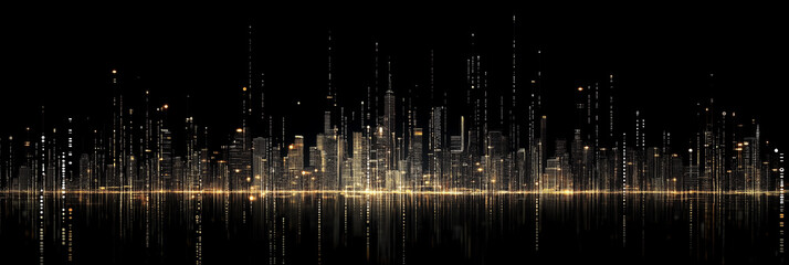 Obraz premium Abstract Digital Cityscape with Binary Code Aesthetic