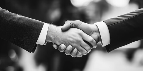 Two businessmen shaking hands, closing a business deal