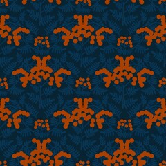 Autumn floral and berries seamless rowanberry pattern for wrapping paper