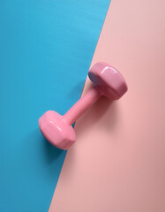 dumbbells, isolated on a Soft blue and Pink Pastel
