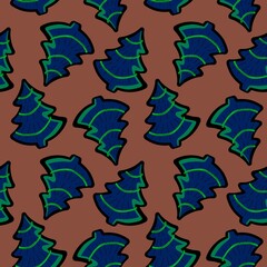Christmas tree seamless new year pattern for wrapping paper and fabrics