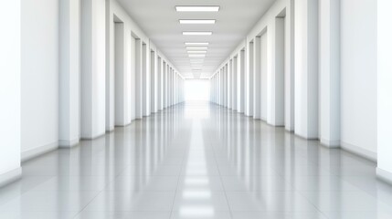 Obraz premium Modern hall features a spacious blank screen and staged area, showcasing an industrial ceiling in a 3Drendered design.