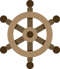 Obraz premium Classic wooden ship steering wheel isolated on white background controlling navigation direction