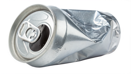 "Crushed Aluminium Can Isolated on White Background PNG Transparent"