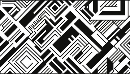  Bold black and white geometric pattern with clean, modern lines