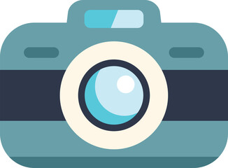 This illustration features a blue camera, symbolizing the art of photography and capturing memories