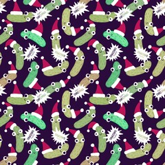Christmas vegetable seamless cucumber pattern for wrapping paper and fabrics