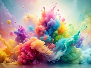 Fototapeta premium Abstract Watercolor Splash in Pastel Colors with No Black Lines, Ideal for Modern Decor and Artistic Displays, Perfect for Home and Office Spaces, Unique Art Piece