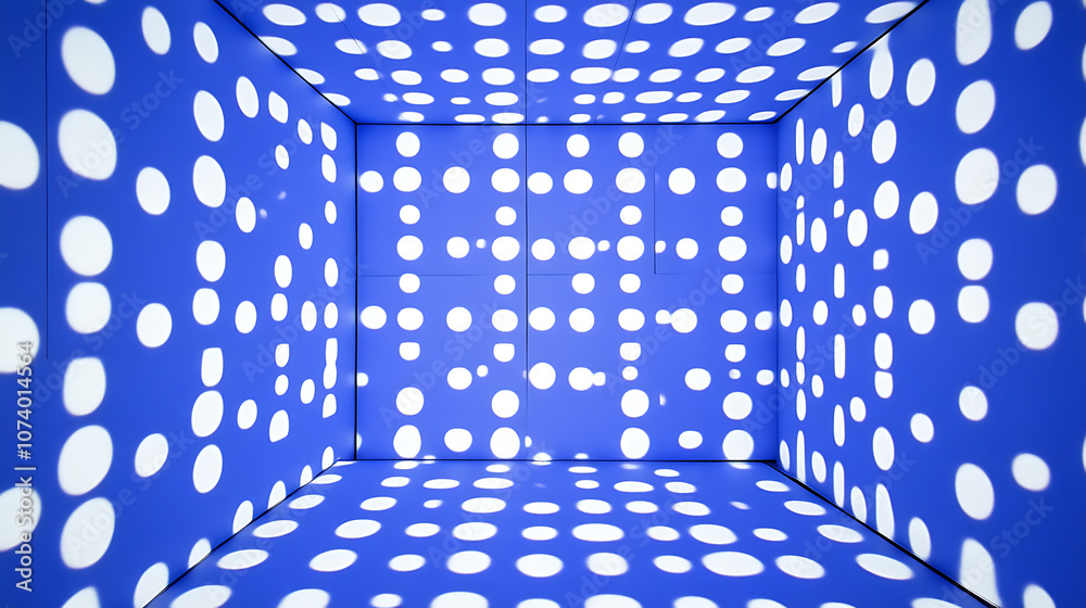 Poster A background with blue squares and white dots, arranged in a grid pattern on the screen