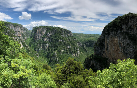 Panoramic View of the Verdant Pindus Mountains near Io&aacute;nnina
