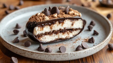 Delicious Chocolate Dessert on a Rustic Plate