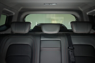 Fototapeta premium Car back seat with headrest and arm rest, a comfortable automotive fixture