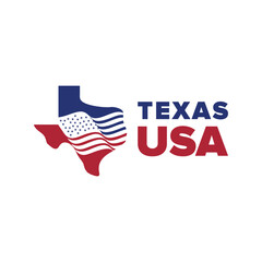 Texas city map logo united states with flag elements	
