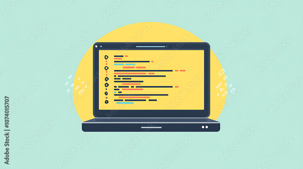 Poster A laptop with abstract code lines on the screen, symbolizing the concept of learning to code, Ideal for educational content, tech blogs, and coding tutorials