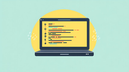 A laptop with abstract code lines on the screen, symbolizing the concept of learning to code, Ideal for educational content, tech blogs, and coding tutorials
