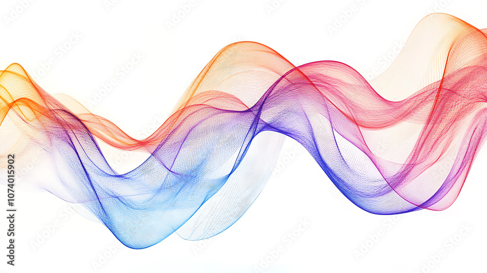 Leinwandbilder A minimalist and simple illustration of colorful lines flowing in the shape of an arrow, representing creativity and innovation for design branding on a white background with copy space