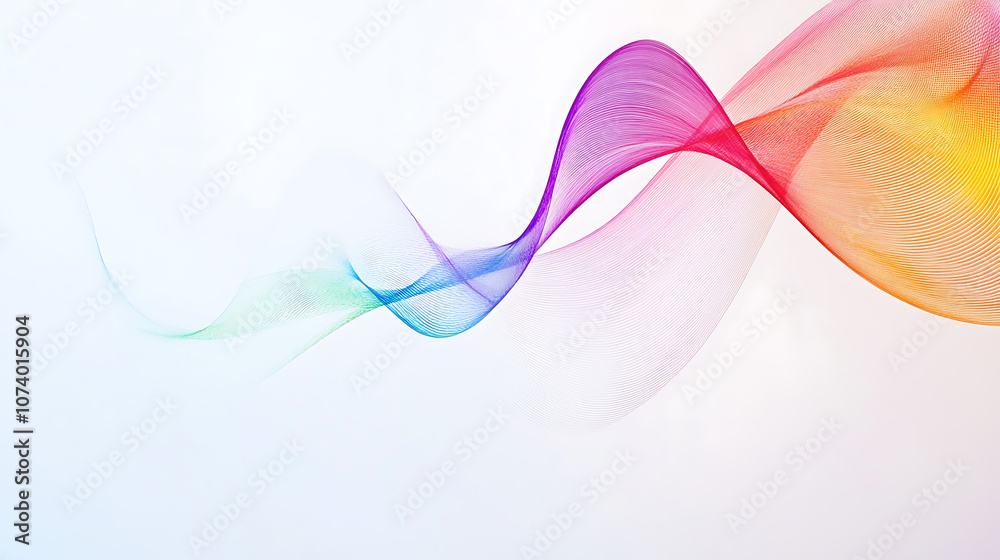 Aufkleber A minimalist and simple illustration of colorful lines flowing in the shape of an arrow, representing creativity and innovation for design branding on a white background with copy space