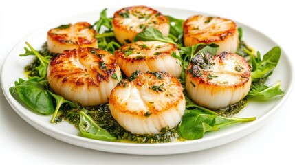 Grilled Scallops on Fresh Greens Plate