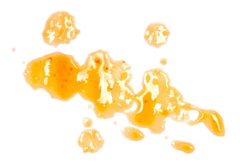 Habanero sauce, spicy hot splashes isolated on white background, puree texture, clipping