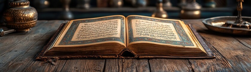 Obraz premium Explore the rich heritage of ancient texts through the intricate pages of a timeless manuscript