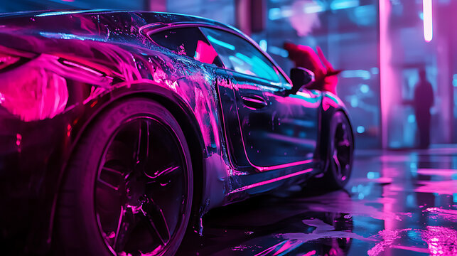 Advanced technologies used in auto repair shops for professional car painting, Spray painting technique concept