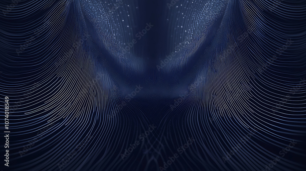 Poster big data visualization concept with abstract glowing lines on dark background for business technolog