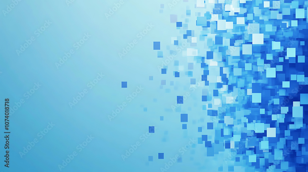 Poster Blue background with digital technology and blocks for a web banner, business presentation, or tech conference