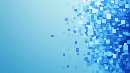 Blue background with digital technology and blocks for a web banner, business presentation, or tech conference