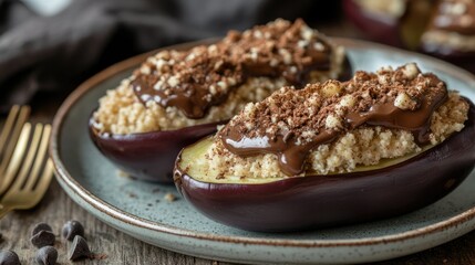 Delicious Eggplant Dessert with Chocolate Topping