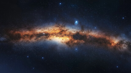 Fototapeta premium A long, thin, orange and blue line of stars