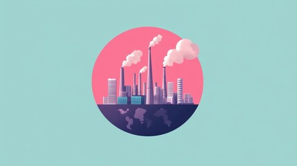 Eco Friendly Factories And Pipe Emissions Over Earth Globe Showing Environmental Awareness And Sustainable Business Practices