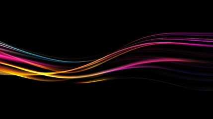 Abstract Dark And Colorful Glowing Motion Lines With Light Effects On Black Background Smooth Speed And Light Movement