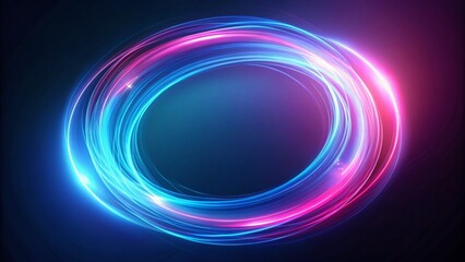 A Dynamic Swirling Circle of Blue and Pink Light Streaks on a Dark Blue Background, Capturing Motion and Energy with a Blurry Effect for Creative Visuals and Backgrounds