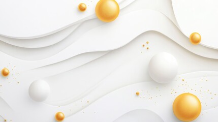 Fototapeta premium Abstract Minimalist 3D Background With White And Golden Elements For Website Decoration Product Showcase Or Technology Presentation
