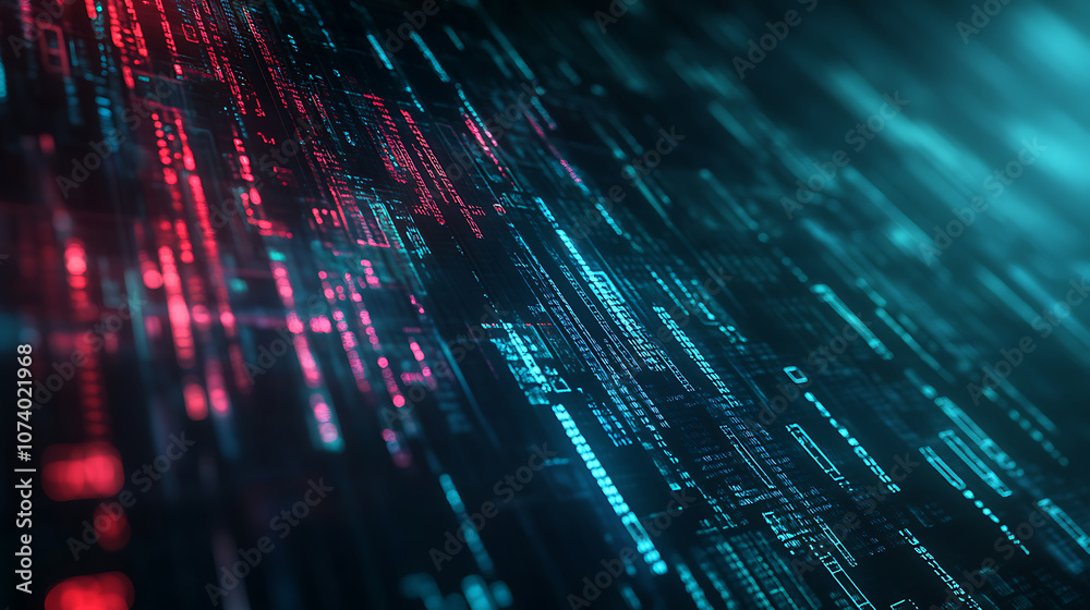 Poster Futuristic AI coding agent concept with digital code, artificial intelligence, and tech innovation, Ideal for illustrating advanced technology, machine learning, and programming