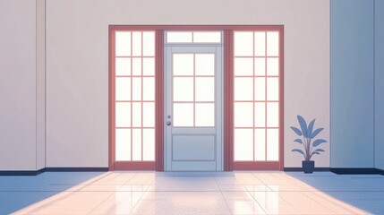 Japanese Standard Panel Door Set Interior Doors With Trim Elegant Snow White Entrance Door With Metal Hardware Model Home