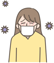 マスクをしている風邪をひいた人