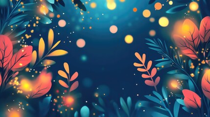 Abstract Bokeh Of Spring Floral Plants Nature Organic Background Blurred Vibrant Magical Colorful Fairy Lights With Copy Space