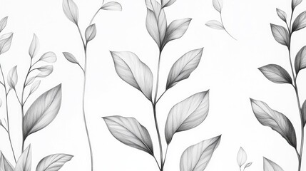 Floral patterns and leaf designs Detailed graphite illustrations Minimalist nature inspired plant graphics Timeless botanical art prints High definition wallpapers with a clean simple look