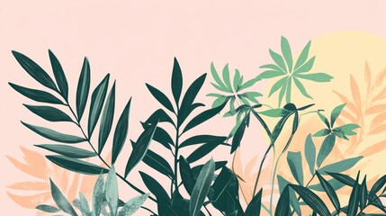 Fototapeta premium Green Plant Pop Art Minimalist Illustration Plant Designs In Pop Art Style Minimal Art In Various Styles Different Styles For Plants