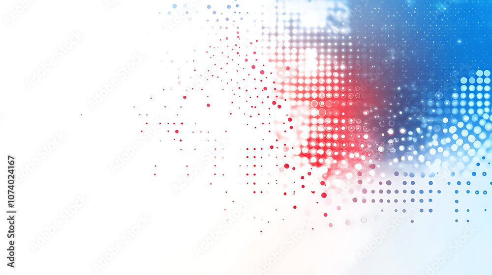 Poster Abstract red, white and blue vector background with flowing lines