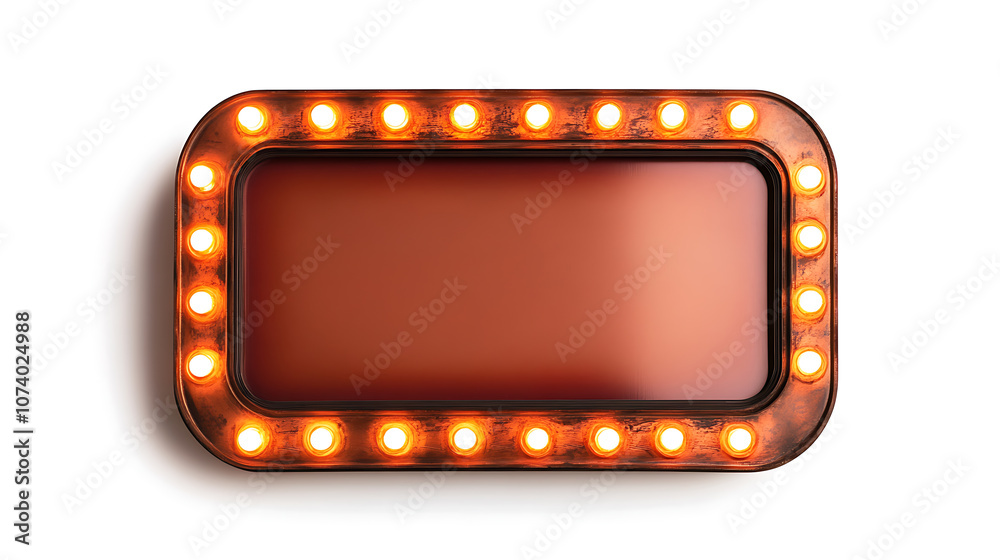 Aufkleber retro marquee light sign frame with empty white background