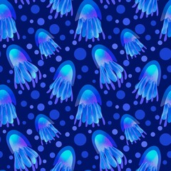 Summer animals seamless jellyfish pattern for wrapping paper and kids