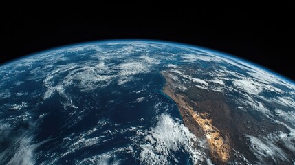 Obraz premium Earth viewed from space showcasing the beauty of continents against a dark backdrop emphasizing the unity and interconnectedness of our world