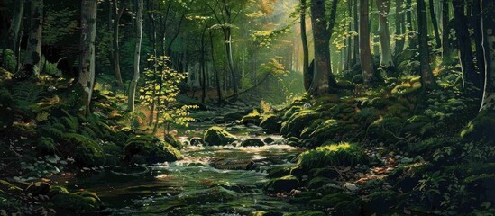 Obraz premium Small Stream Deep In The Forest