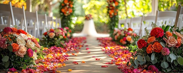 Floral Aisle Decor for an Outdoor Wedding Ceremony